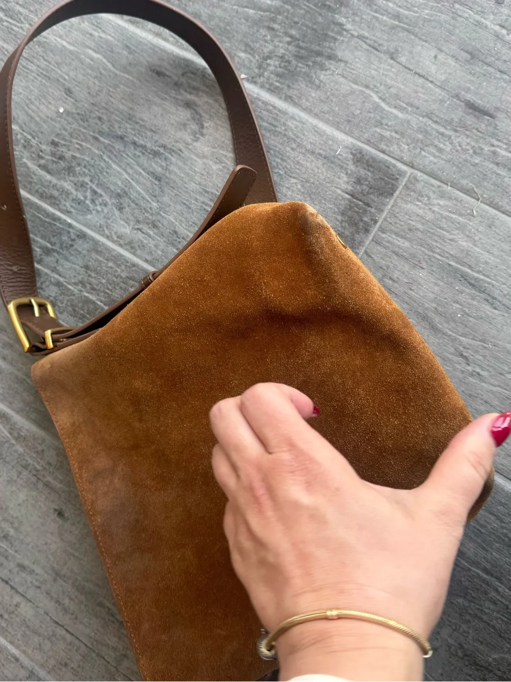 Quince Italian Suede Bucket Crossbody bag